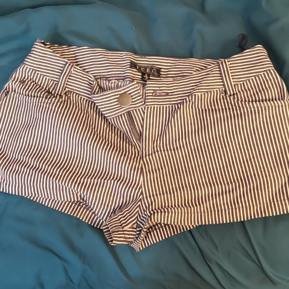 Navy & white striped shorts